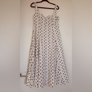 Christian Lacroix White and Brown Patterned Maxi Dress